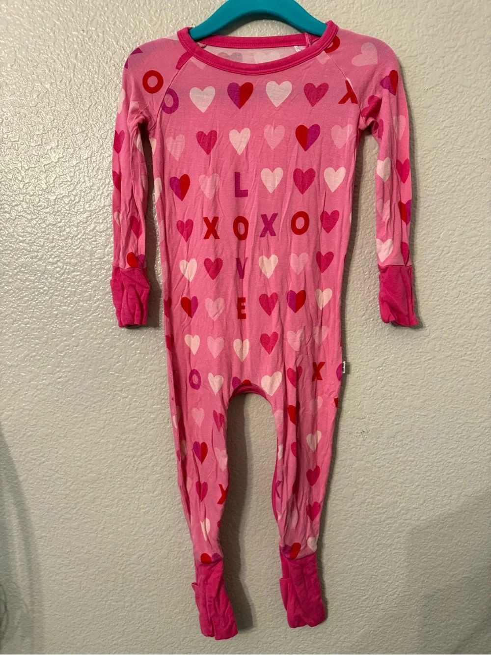 Little Sleepies Pink Heart & XOXO Footed One-Piece
